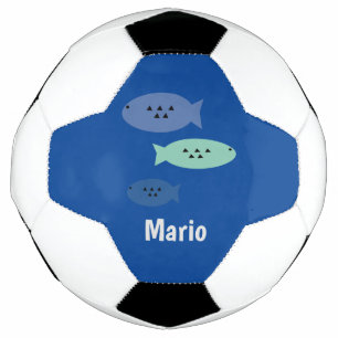 Poisson bleu Monogramme Nom Boule de football