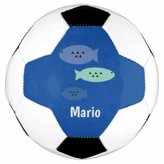 Poisson bleu Monogramme Nom Boule de football (Devant)