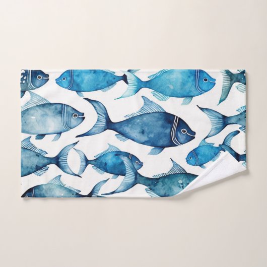Poisson bleu océan | Salle de bain Nautical Beach (Serviette à main)