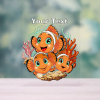Poisson clown Dessin animé mignon Famille Sous l'e