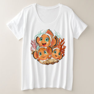 Poisson clown Dessin animé mignon Famille Sous l'e