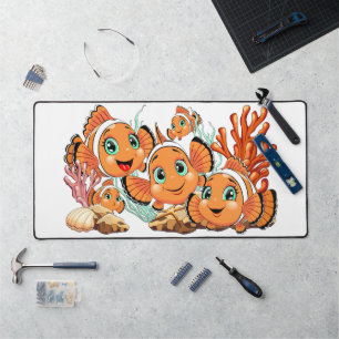 Poisson clown Dessin animé mignon Famille Sous l'e
