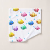 Poisson coloré heureux avec bulles (Gant de toilette)