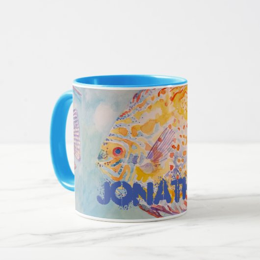 Poisson coloré Mer Motif Aquarelle Coffee Mug (Devant gauche)