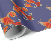 Poisson-crevettes Fleur De Lis Papier Cadeau Vinta (Coin rond)