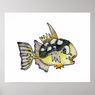 Poisson de dessin Poisson Poster d'art mural pour