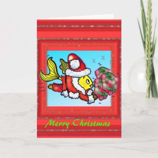 Poisson de Noël - drôle mignonne carte de voeux de (Devant)