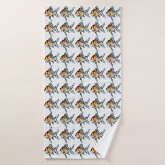 Poisson d'or bleu et orange Shubunkin (Serviette de bain)