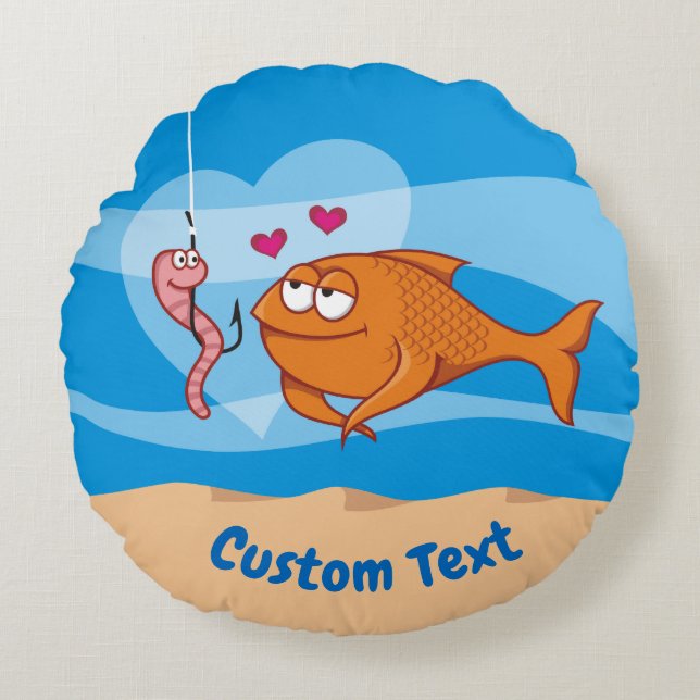Poisson et appât en amour Coussin rond (Devant)