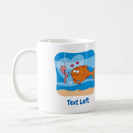 Poisson et appât en amour Mug de café (Gauche)