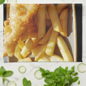 Poisson et chips serviette à thé (Plié)
