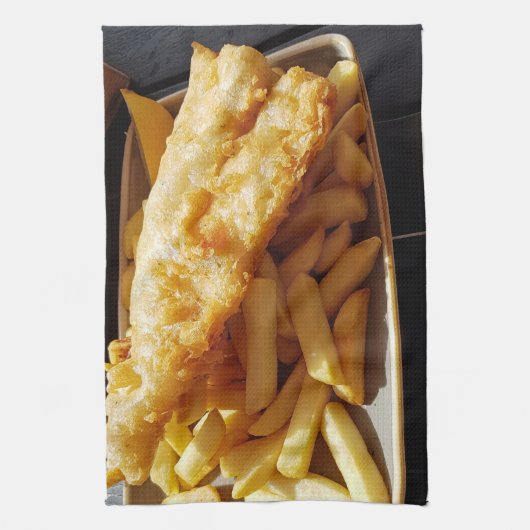 Poisson et chips serviette à thé (Vertical)