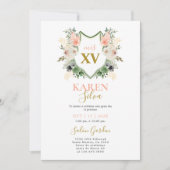 Poisson floral Crest Quinceanera Invitation (Devant)