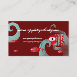 Poisson fraise corail noir mer carte de visite rou