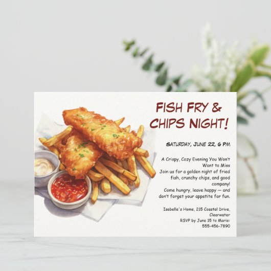 Poisson Fry & Chips - Invitation Décontractée de l (Debout devant)