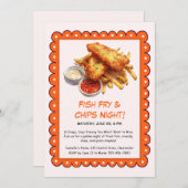 Poisson Fry & Chips - Invitation Décontractée de l (Devant / Derrière)