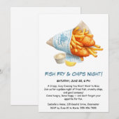 Poisson Fry & Chips - Invitation Décontractée de l (Devant / Derrière)
