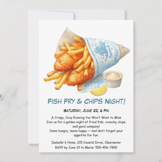 Poisson Fry & Chips - Invitation Décontractée de l (Devant)