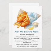 Poisson Fry & Chips - Invitation Décontractée de l (Devant / Derrière)