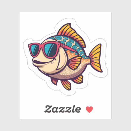 "Poisson Funky avec Autocollant de Lunettes de Sol (Feuille)