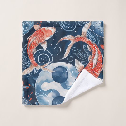 Poisson japonais dans l'aquarelle (Gant de toilette)