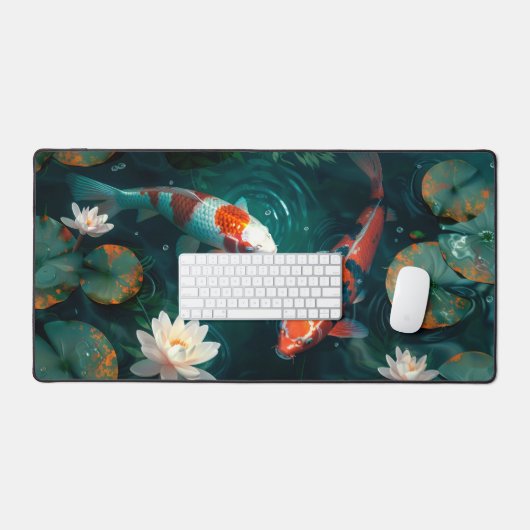 Poisson Koi Dans L'Eau Lotus Blanc Illustration Ar (Clavier et souris)