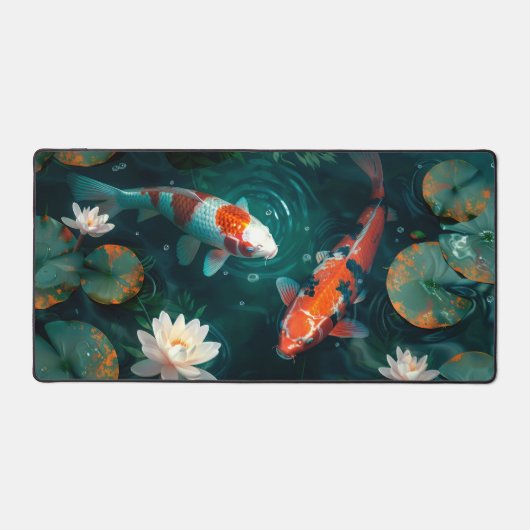 Poisson Koi Dans L'Eau Lotus Blanc Illustration Ar (Recto)