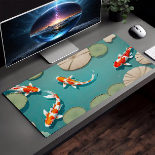 Poisson Koi Dans L'Eau Lotus Feuilles Illustration