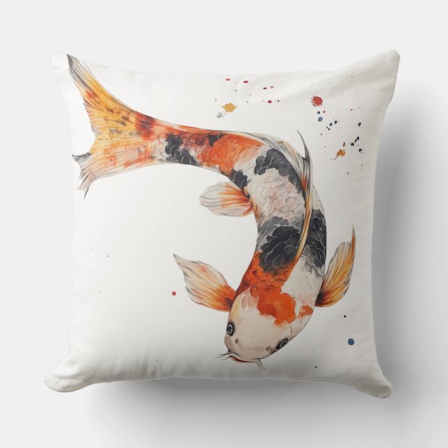 🐟 Poisson Koi en Aquarelle Kussen (Voorkant)