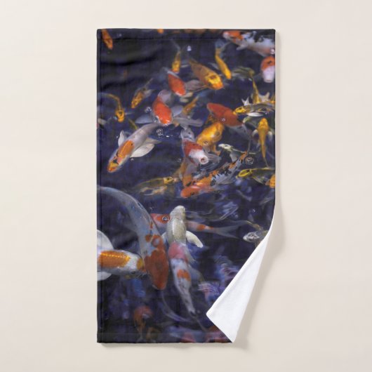 POISSON KOI EN FLEURS (Serviette à main)