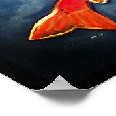 Poisson Koi Orange Jaune Blue Goldfish Art Poster (Coin)