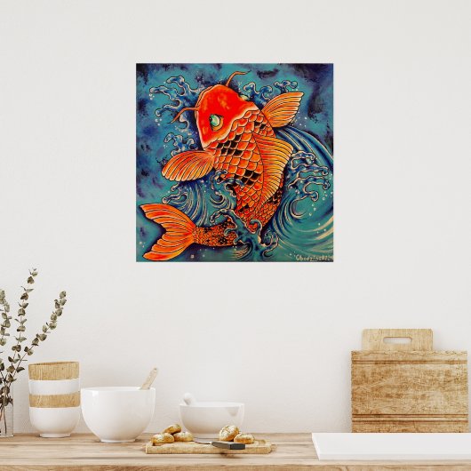Poisson "Koi" Style tatouage Art Poster Imprimer (Cuisine)