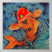 Poisson "Koi" Style tatouage Art Poster Imprimer (Devant)