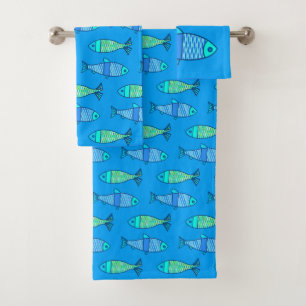 Poisson moderne rétro, bleu turquoise et cerulean