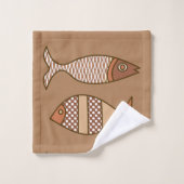 Poisson moderne rétro, Tan, Beige et Brown clair   (Gant de toilette)
