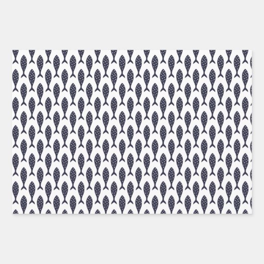 Poisson Motif Bleu Blanc Feuilles de papier à enve (Devant 3)