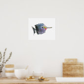 Poisson Papillon de dessin Poisson Poster d'art mu (Cuisine)