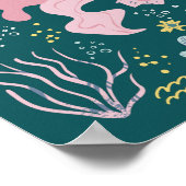 Poisson rose couché mou Poster sous-marin Doodé (Coin)