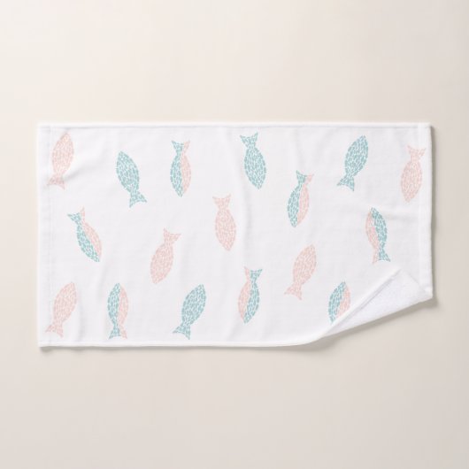 Poisson rose et vert (Serviette à main)