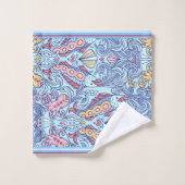 Poisson Rouge, Blanc, Serviette Bleue (Gant de toilette)
