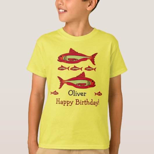 Poisson Rouge Pour Enfants T-shirt Joyeux Annivers (Devant)