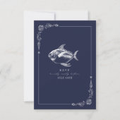 Poisson rustique bleu foncé Plage Mariage RSVP (Devant)