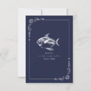 Poisson rustique bleu foncé Plage Mariage RSVP