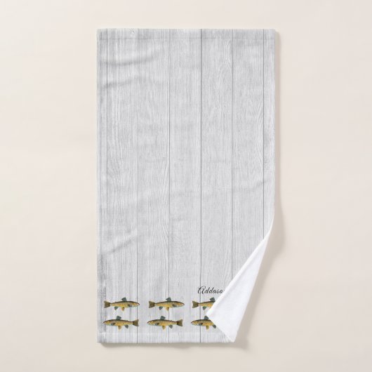 Poisson rustique de truite blanche aquarelle vinta (Serviette à main)