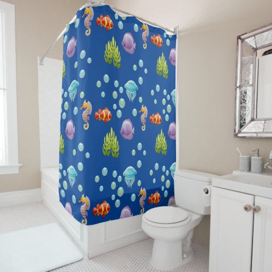 Poisson sous-marin tropical - Rideau de douche (En situation)