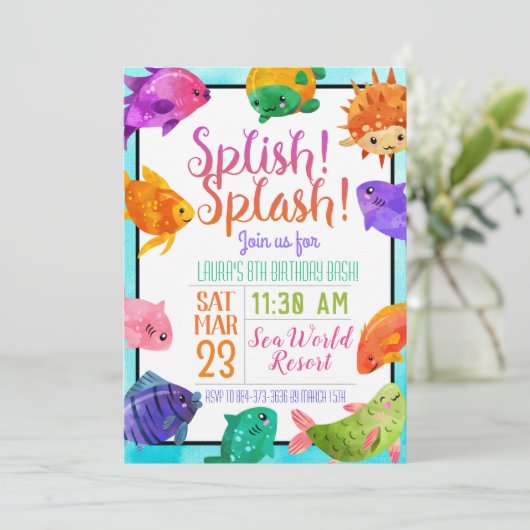 Poisson Splish Splash Anniversaire Invitation Bash (Debout devant)