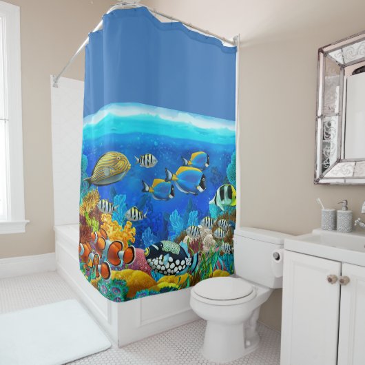 Poisson tropical Ocean Design Douche rideau (En situation)