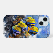 Poisson tropical sur un étui téléphonique bleu et  (Verso Horizontal)