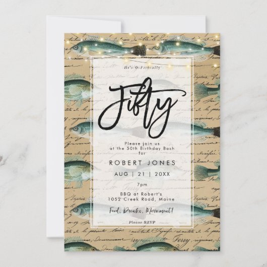 Poisson vintage 50e anniversaire invitation (Devant)
