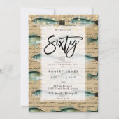 Poisson vintage 60e anniversaire invitation (Devant)